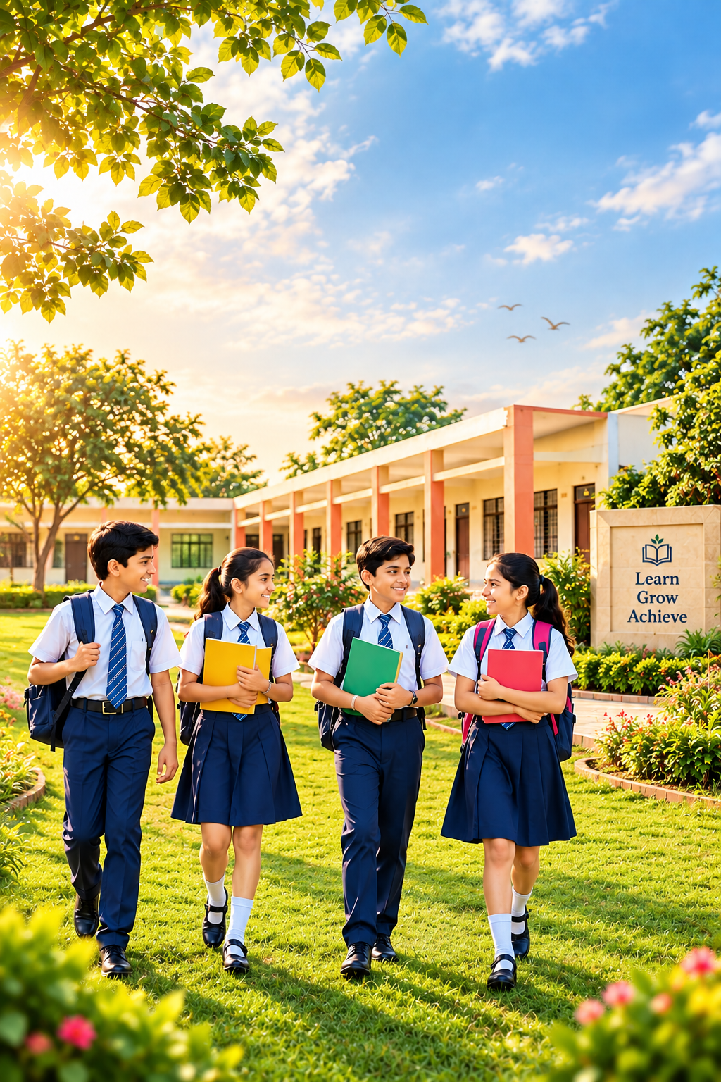 Students learning at school